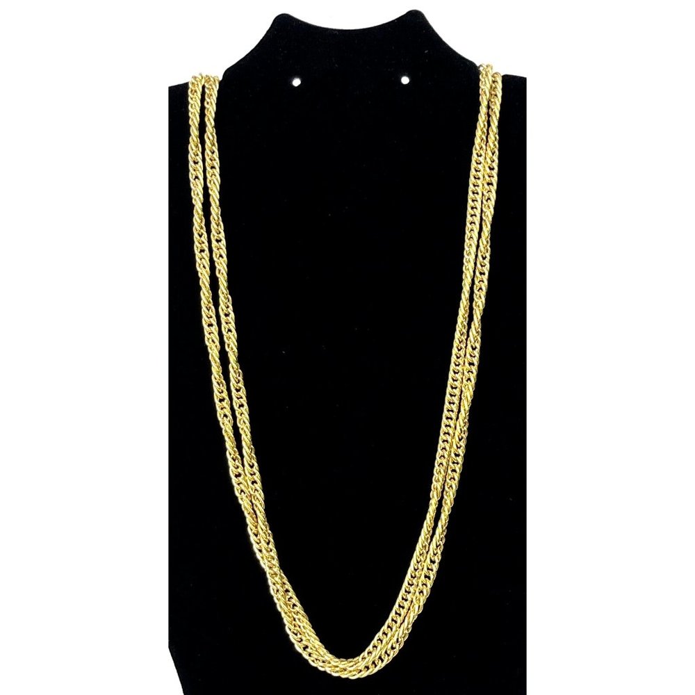 Crown Trifari Vintage Flapper Length 54" Gold Tone Link Necklace Downton Abbey